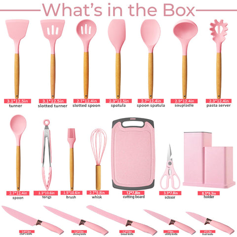 SS BEST DEALS conjunto de cocina rosa para uso diario y estilo en la mesa.