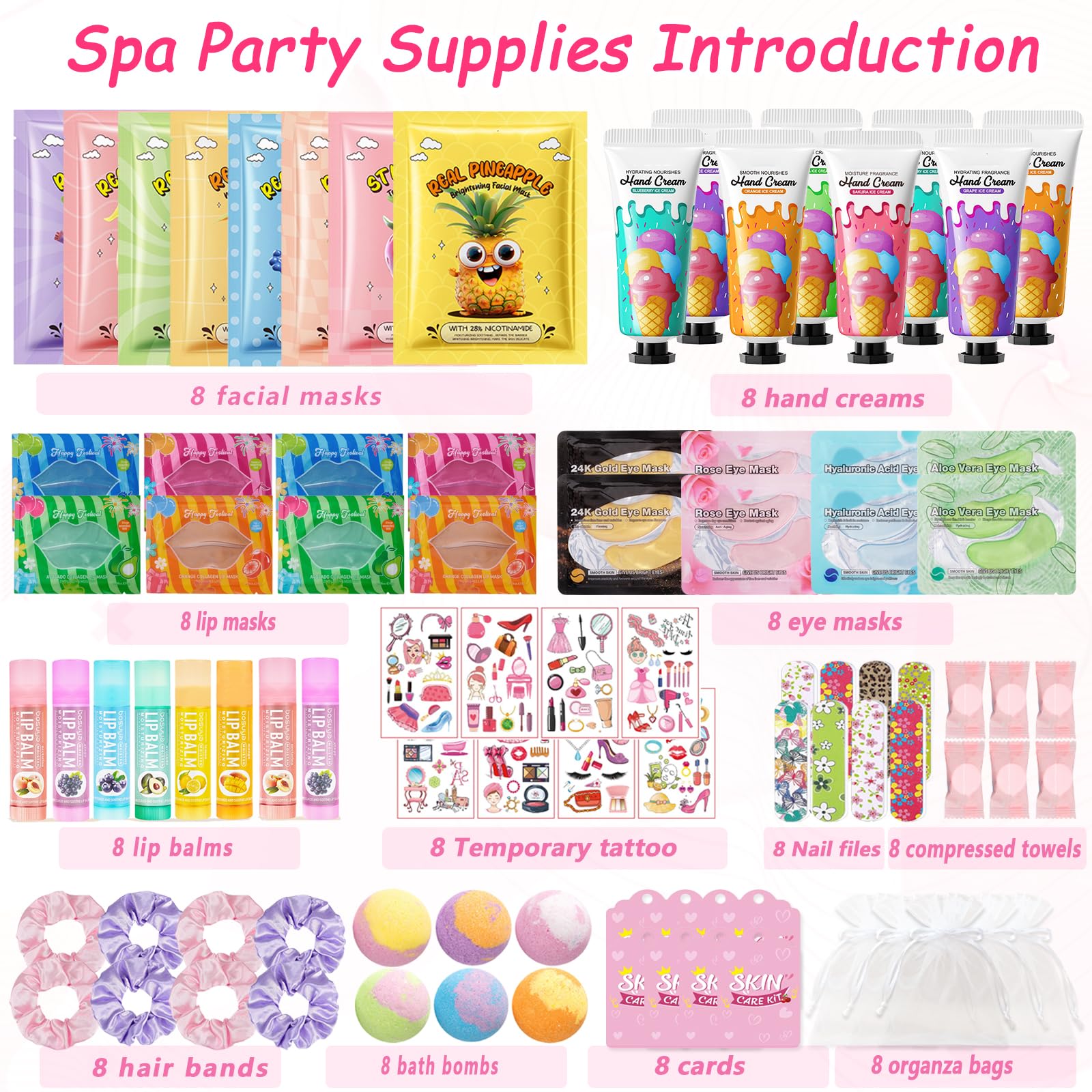 SSGP mascarillas faciales dispuestas para destacar ingredientes y beneficio hidratante