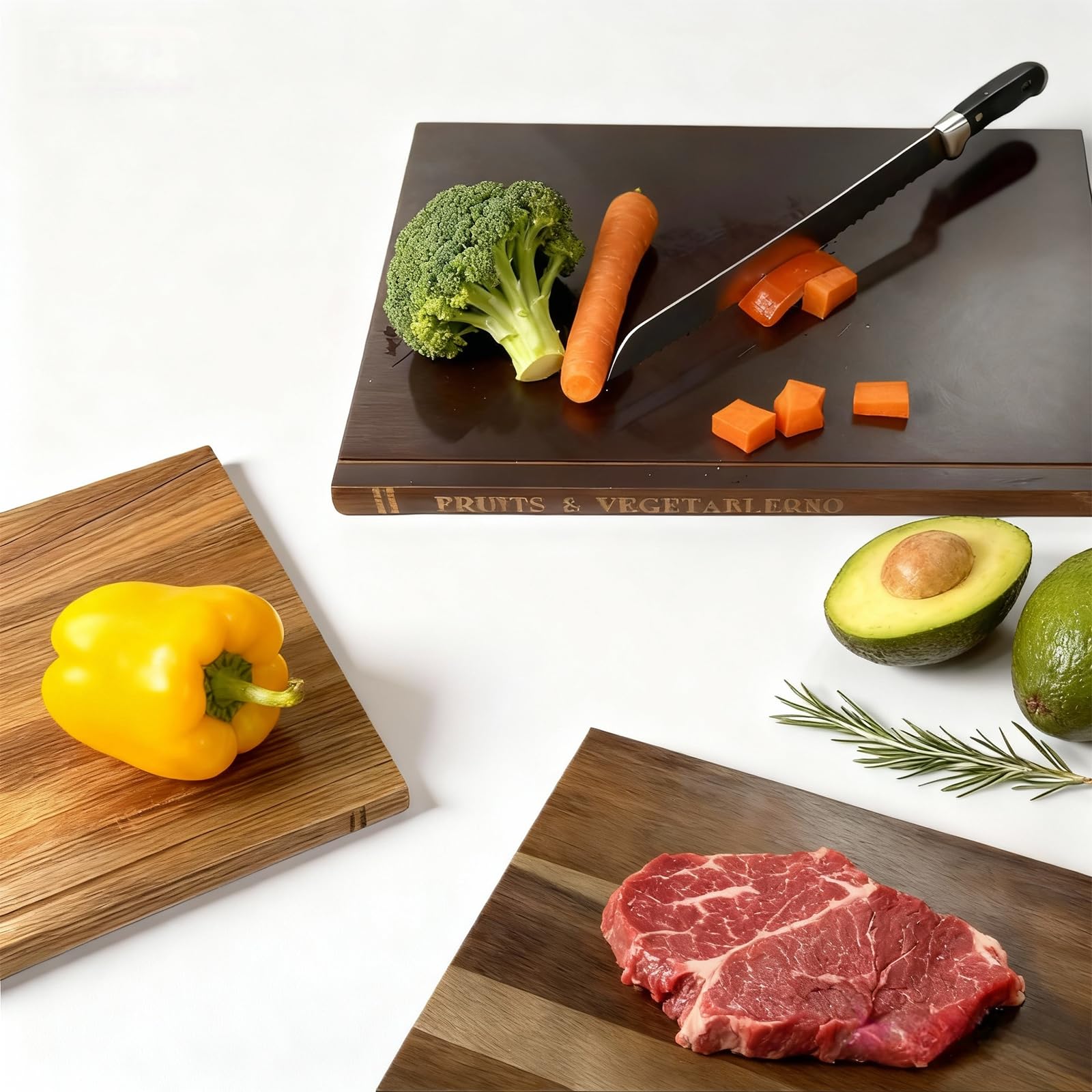 SSHIYEEY: tabla para verduras y frutas en acacia, superficie fácil de limpiar.