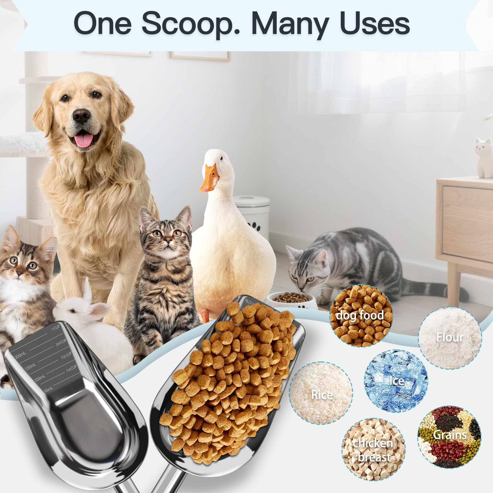 SSyang uso versátil para alimentos húmedos y secos de mascotas.
