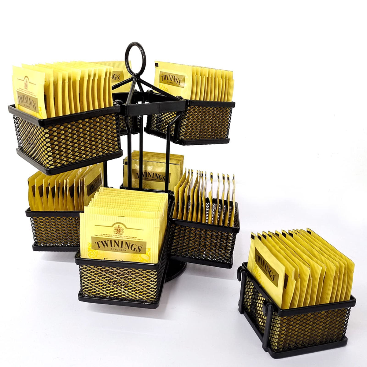 ST-BEST-P Organizador de té con bolsas giratorio negro facilita el acceso rápido