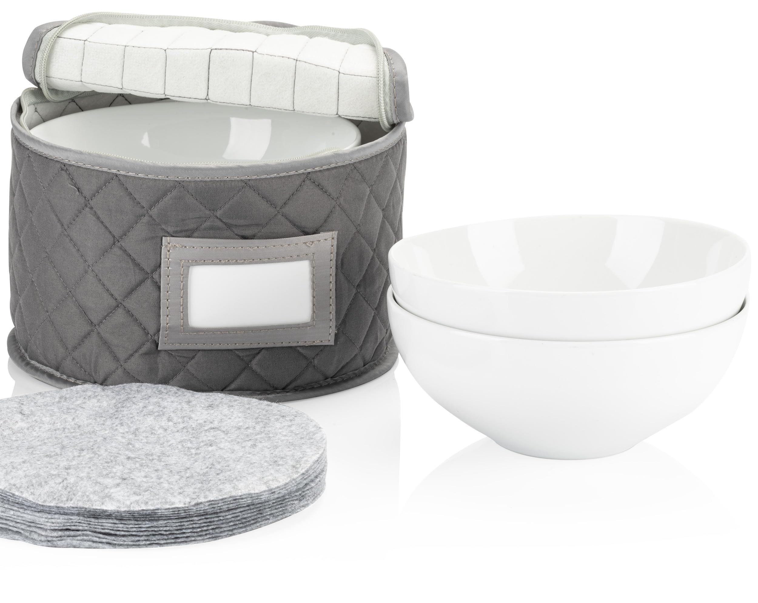 Caja Stack Store Plus More para platos postre, vista frontal, protege contra golpes.