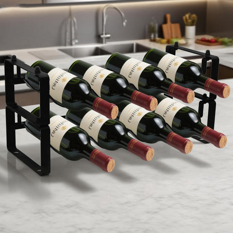 STAEVER estante compacto para vino con 8 botellas, ideal para mostrador.