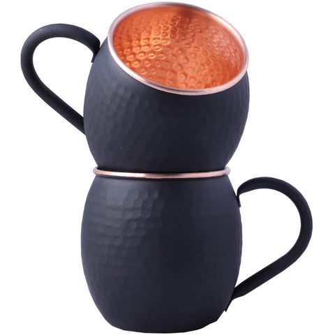 Copas STAGLIFE de cobre Mula de Moscú, negro mate, con mango cómodo para bebidas frías