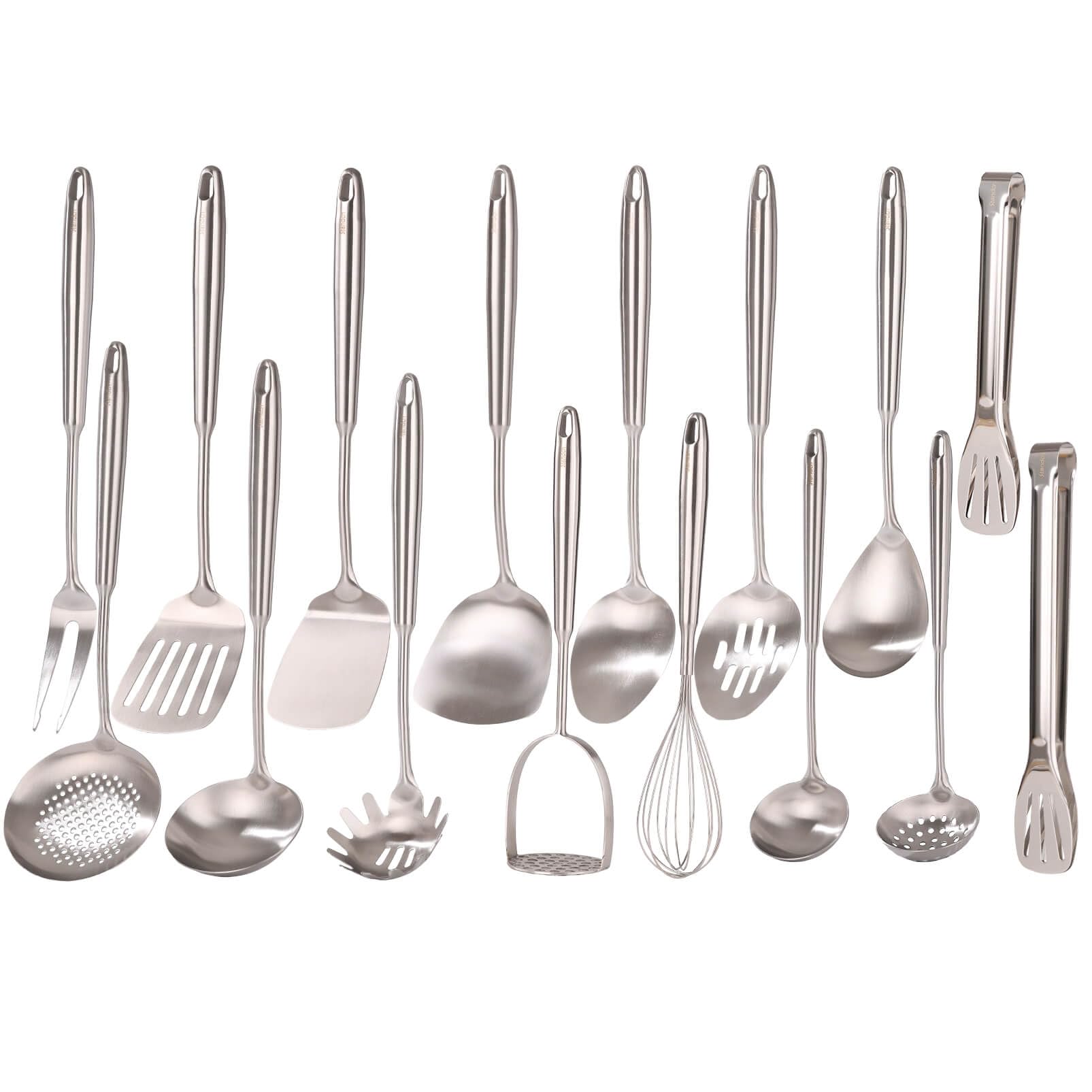 Standcn juego-utensilios-cocina-16-piezas-18-10-frontal: conjunto elegante para uso diario