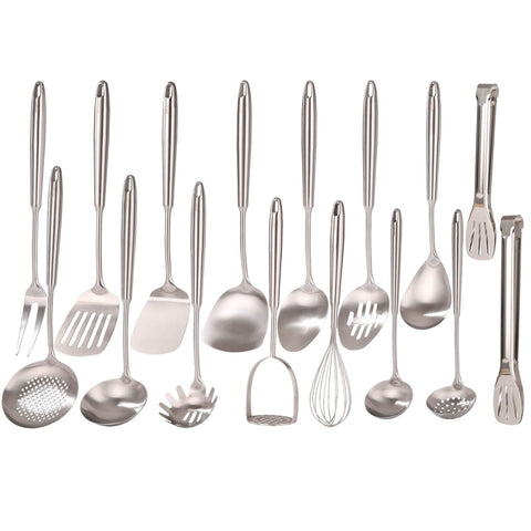 Standcn juego-utensilios-cocina-16-piezas-18-10-frontal: conjunto elegante para uso diario