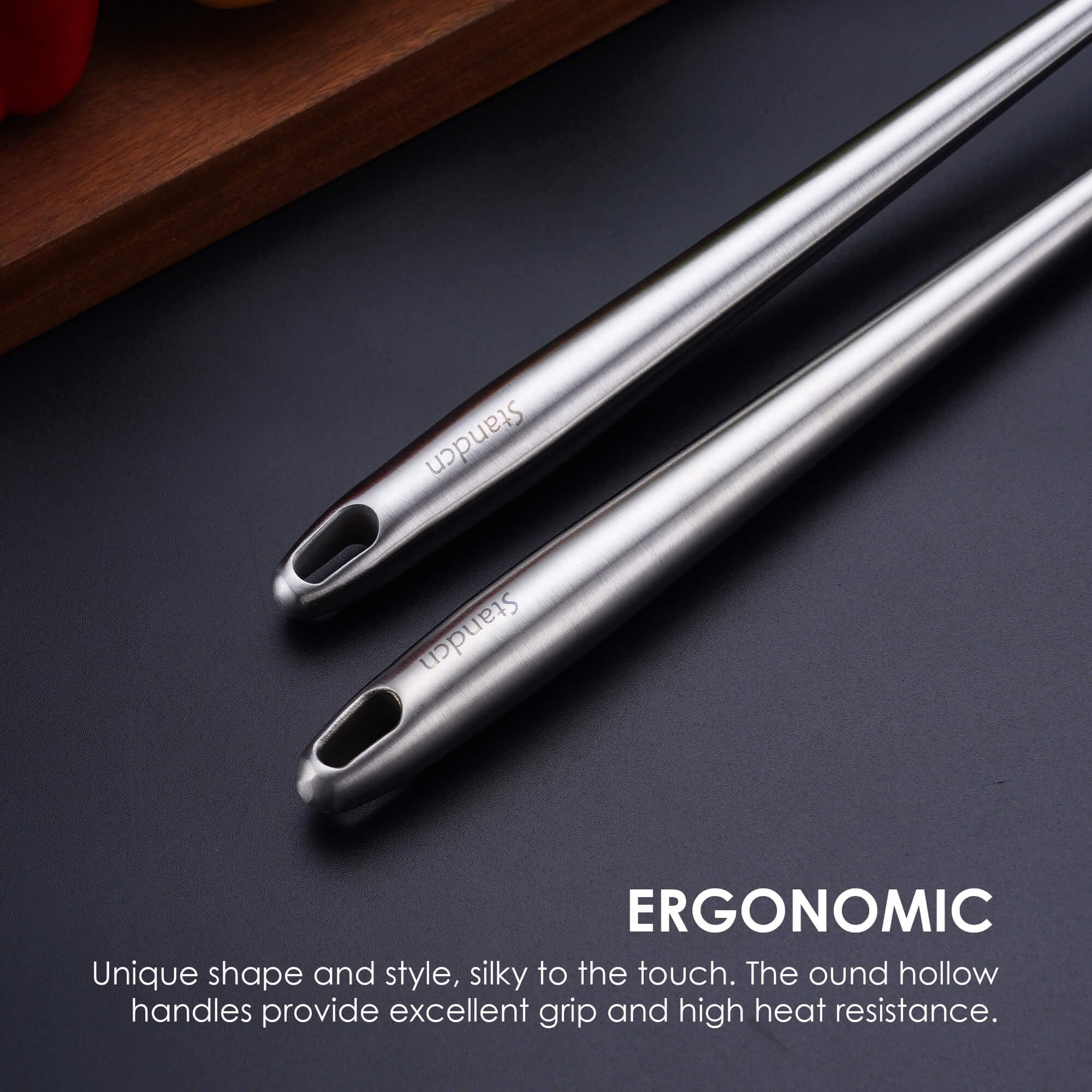 Standcn set utensilios wok 304, acero inoxidable duradero para uso diario.