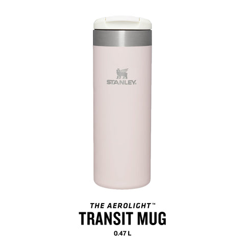 Stanley Aerolight Transit Mug crema metálica, diseño ergonómico para agarre cómodo.