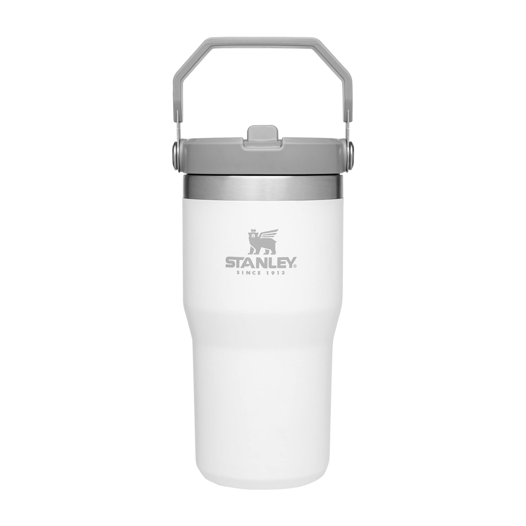 Vaso térmico Stanley IceFlow con asa, diseño ergonómico para transporte cómodo.