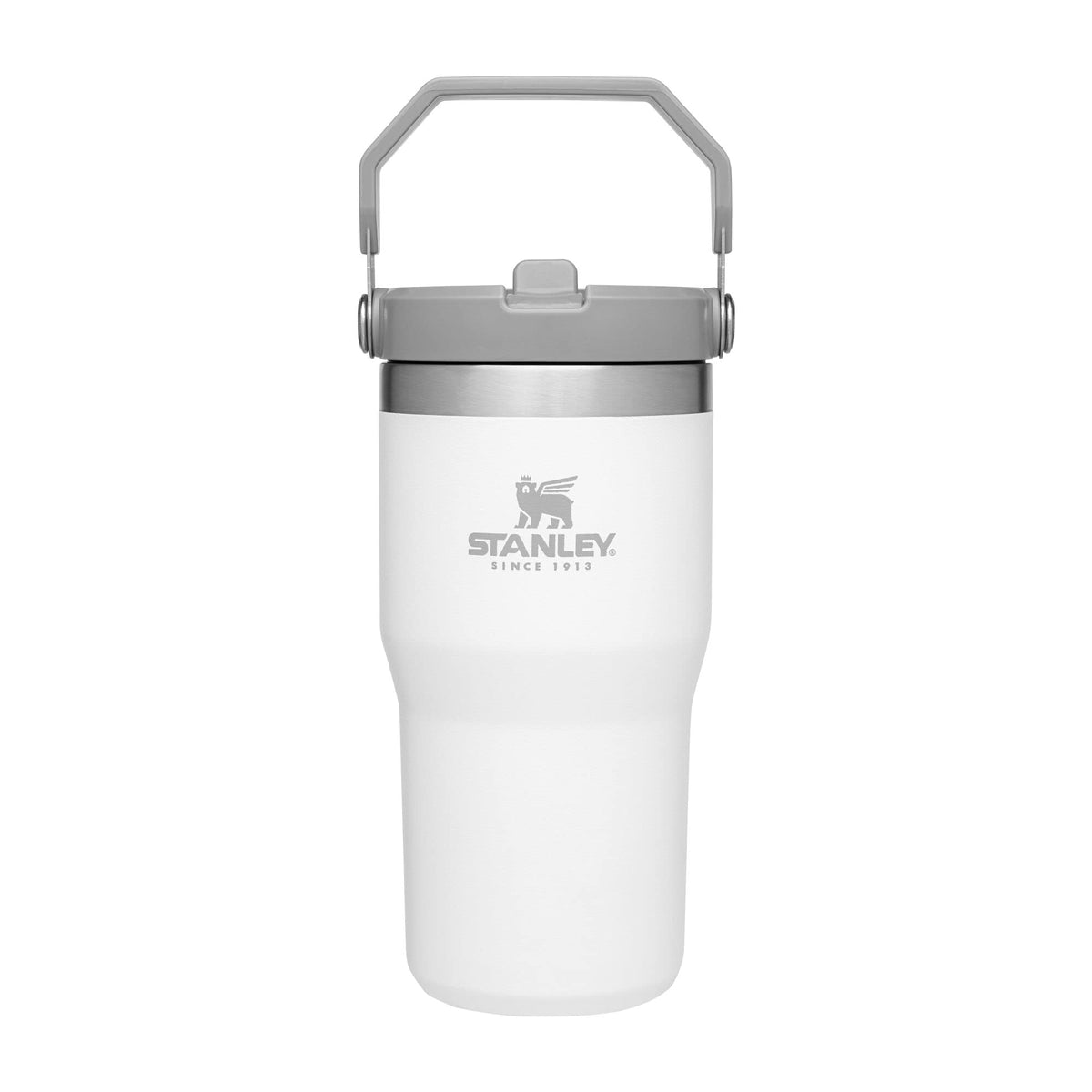 Vaso térmico Stanley IceFlow con asa, diseño ergonómico para transporte cómodo.