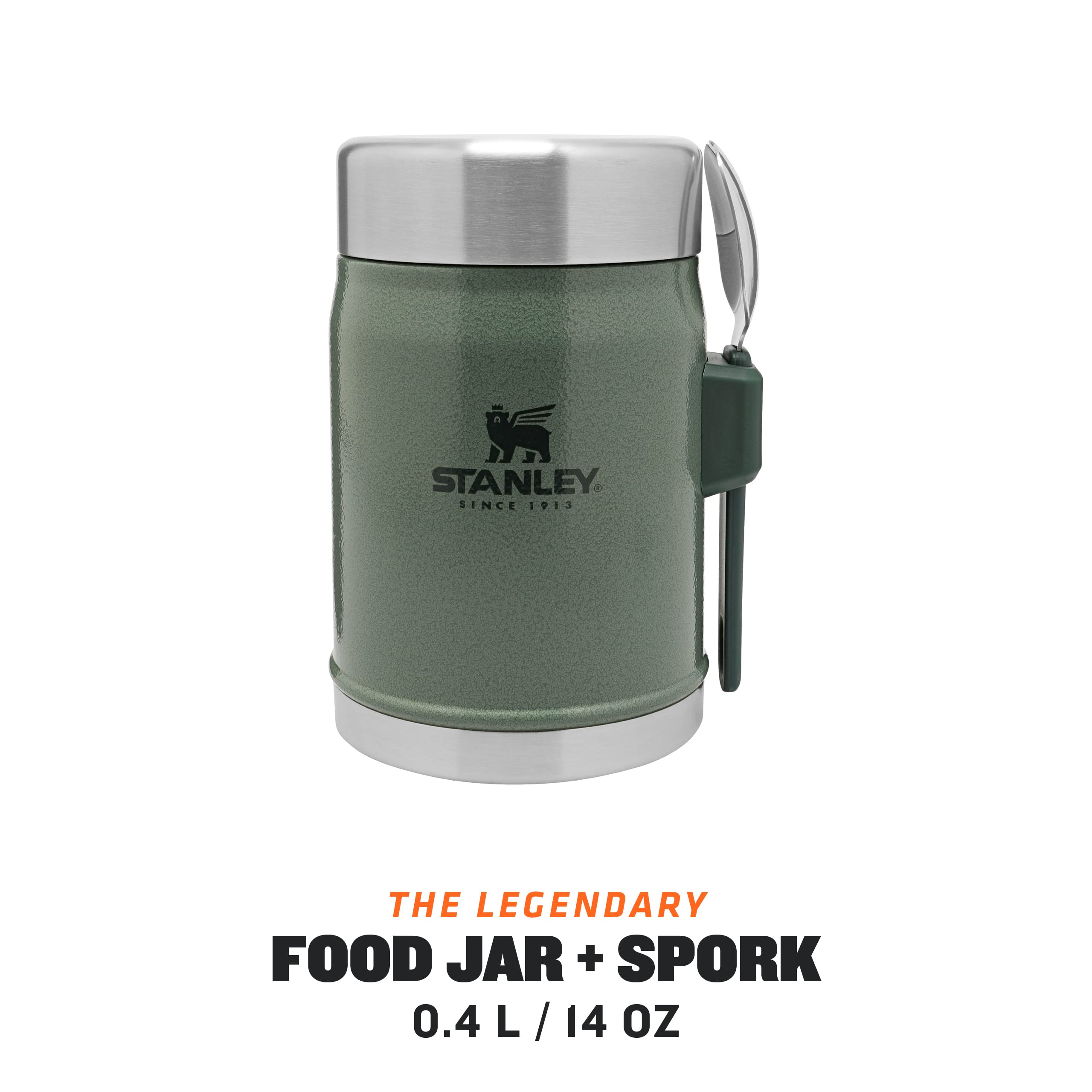 Stanley lata de alimento legendaria, boca amplia facilita llenado y limpieza.