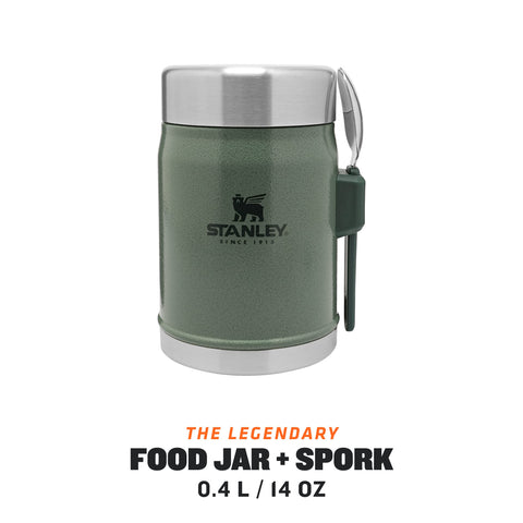 Stanley lata de alimento legendaria, boca amplia facilita llenado y limpieza.