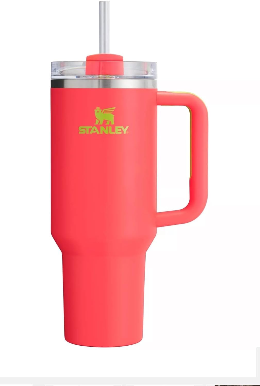 STANLEY Quencher H2.0 con tapa y pajilla, ideal para mantener bebidas frías por horas y fácil de llevar.