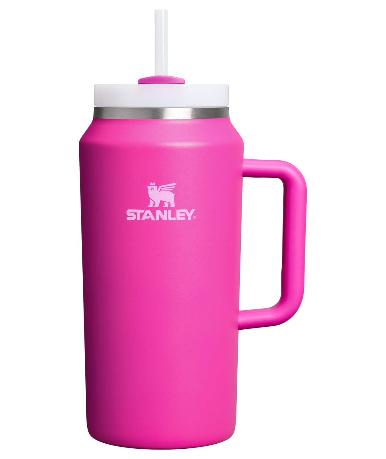Tapa giratoria color violeta del Stanley Quencher H2.0 para evitar derrames y transporte seguro.