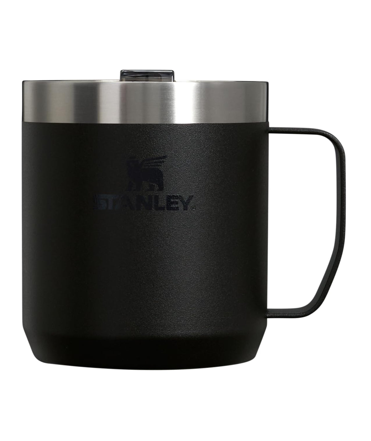 STANLEY Stay-Hot Camp Mug con tapa presión, ideal para evitar derrames al exterior.