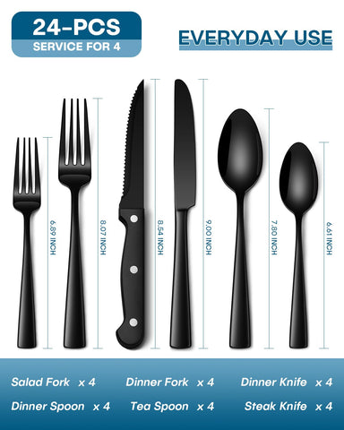 Cuchillos de cena Stapava negros con filo afilado para cortes precisos.