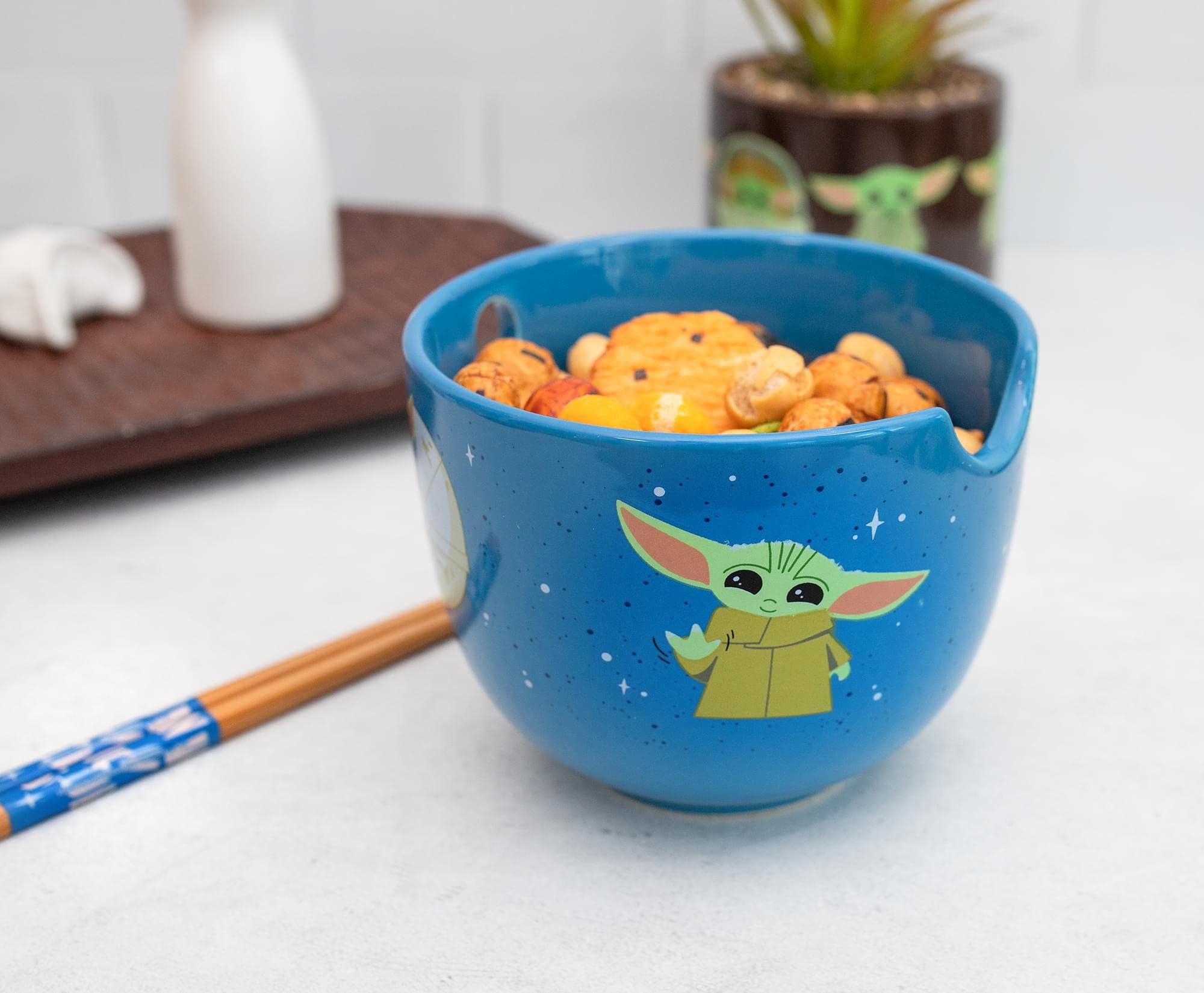 Star Wars juego de ceramica Grogu con palillos de madera a juego