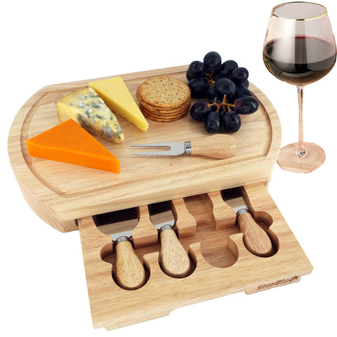 StarBlue tabla queso grande con 4 cuchillos, ideal para reuniones