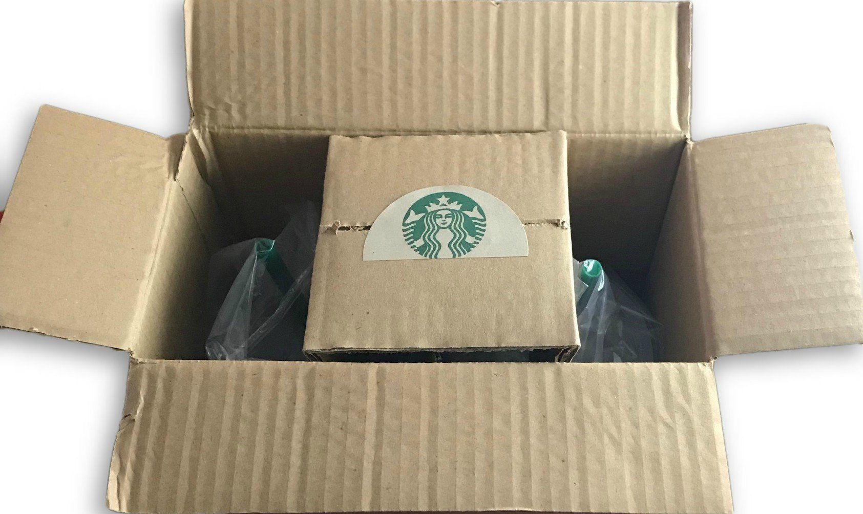 Starbucks acrílico transparente resistente, ideal para uso diario.