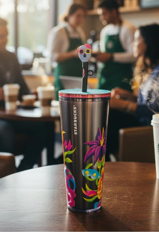 Starbucks pajilla calavera luminosa 24oz práctico para bebidas en movimiento y eventos