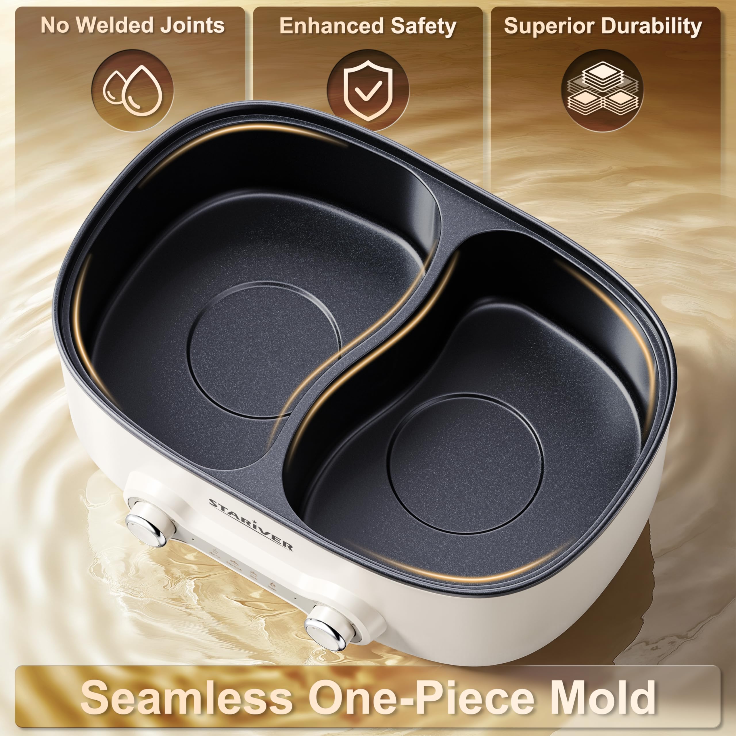 Capacidad 7L ideal para reuniones de 8 a 12 comensales.