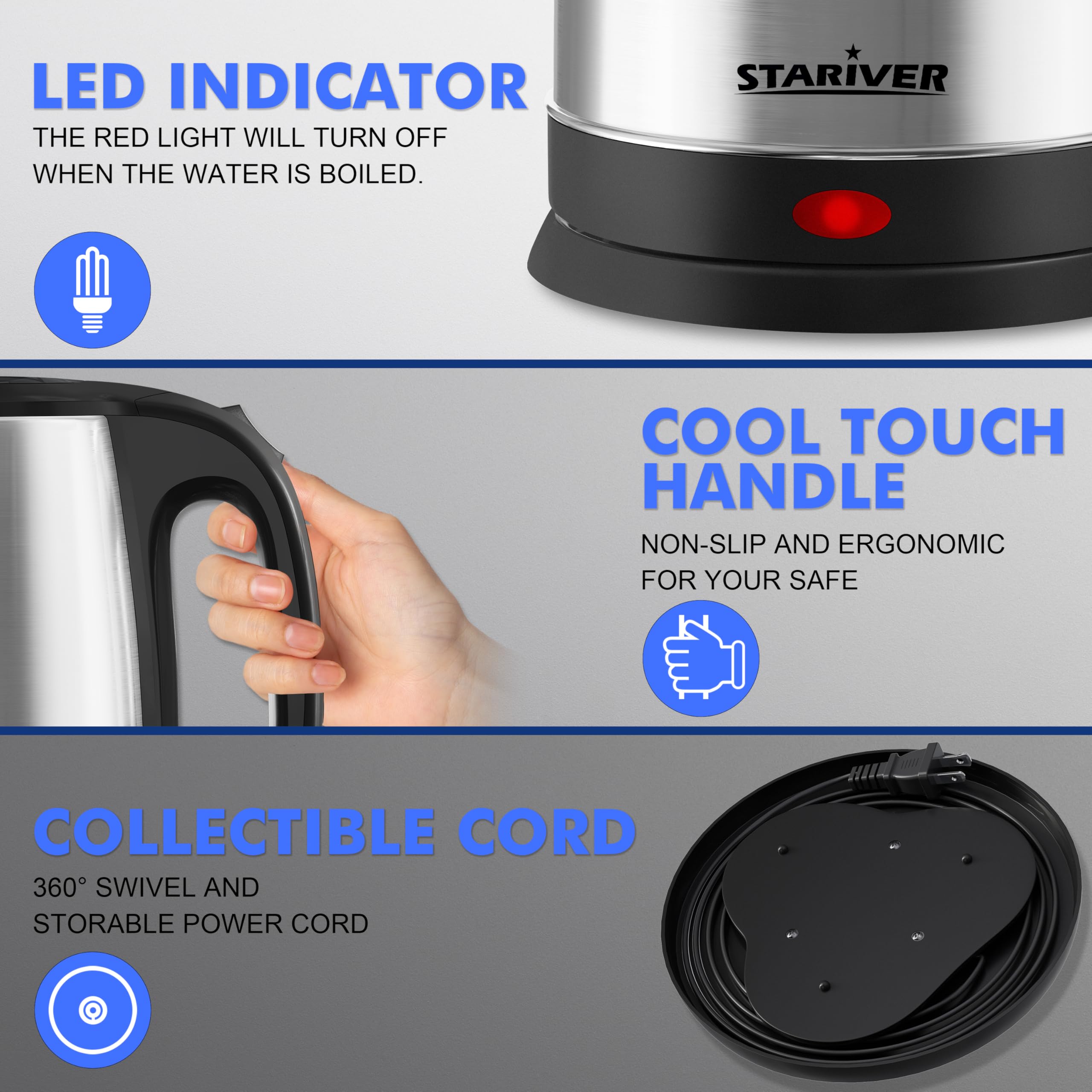 Stariver diseño ergonómico con tapa amplia facilita rellenar y limpiar.