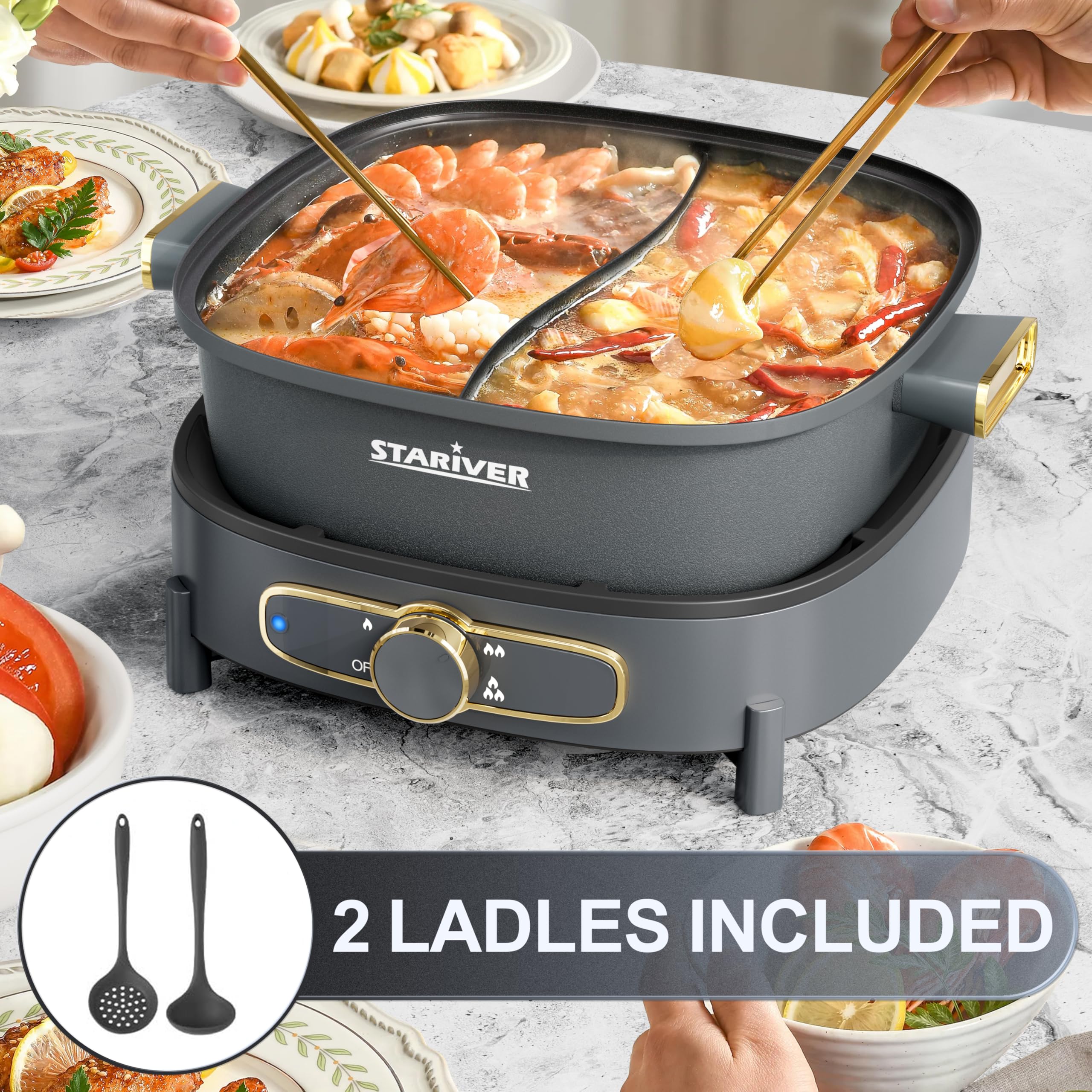 Stariver Olla con pies antideslizantes para estabilidad en la mesa.