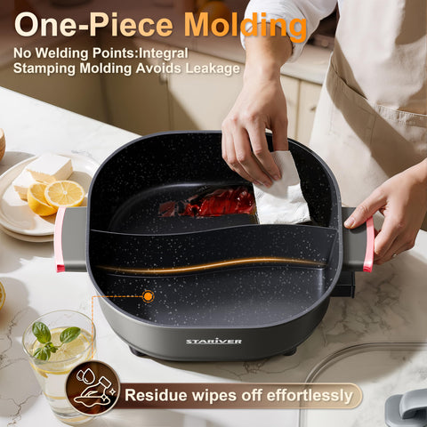 Stariver Revestimiento antiadherente facilita cocinar y limpiar después.