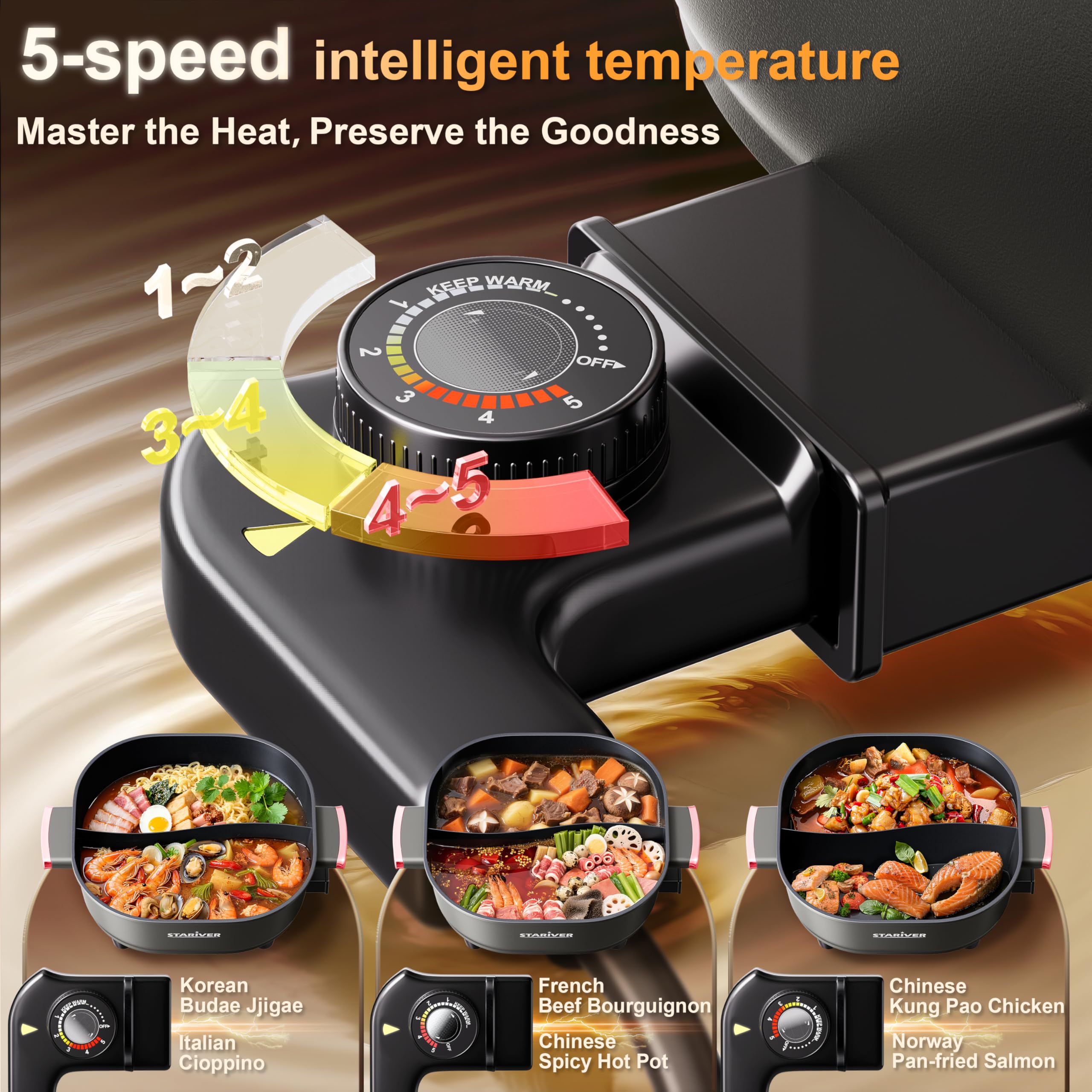 Stariver Tapa de cristal templado para vigilar la cocción sin abrir la olla.