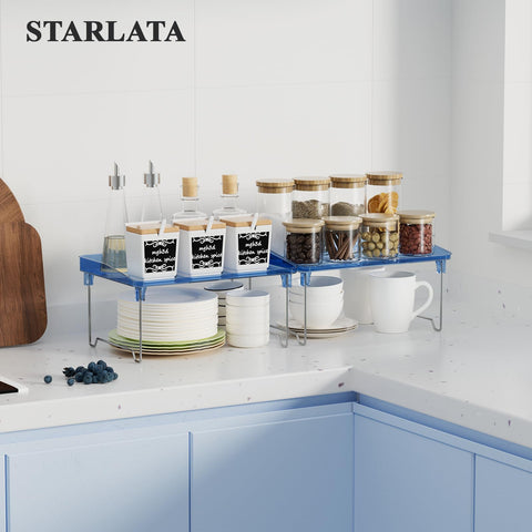 STARLATTA estante acrílico de doble nivel, ideal para guardar frascos y utensilios
