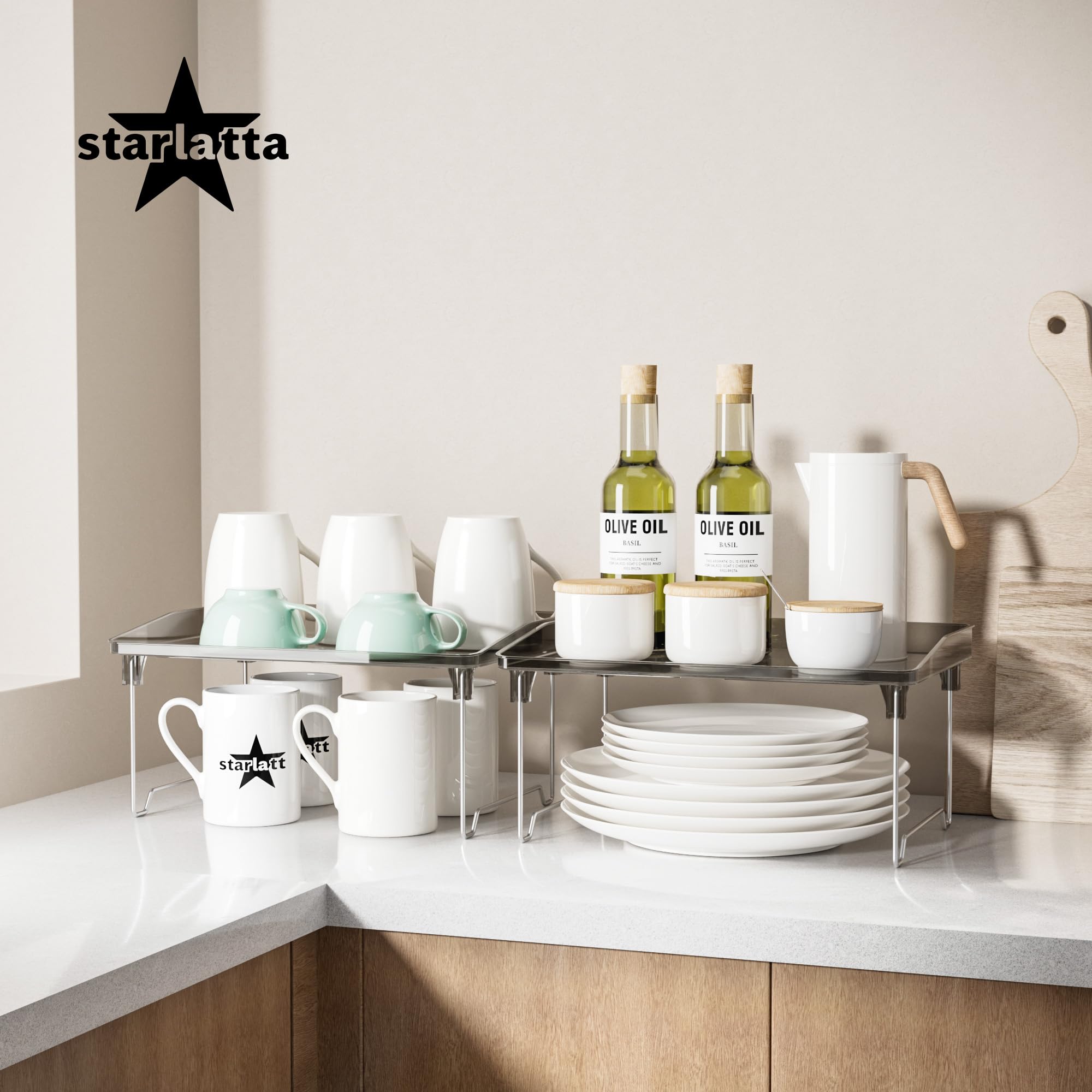 STARLATTA estantes apilables para encimera negro, ideales para especias y utensilios
