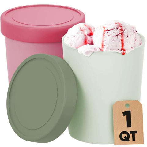 StarPack Contenedores Helado 1qt, almacenamiento seguro de helado casero.