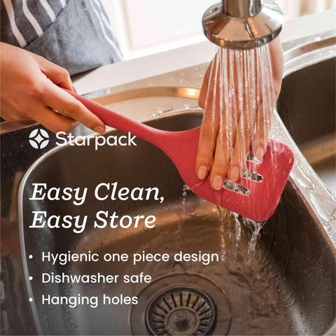 StarPack Home diseño ergonómico en la cocina para servir pasta fácilmente.