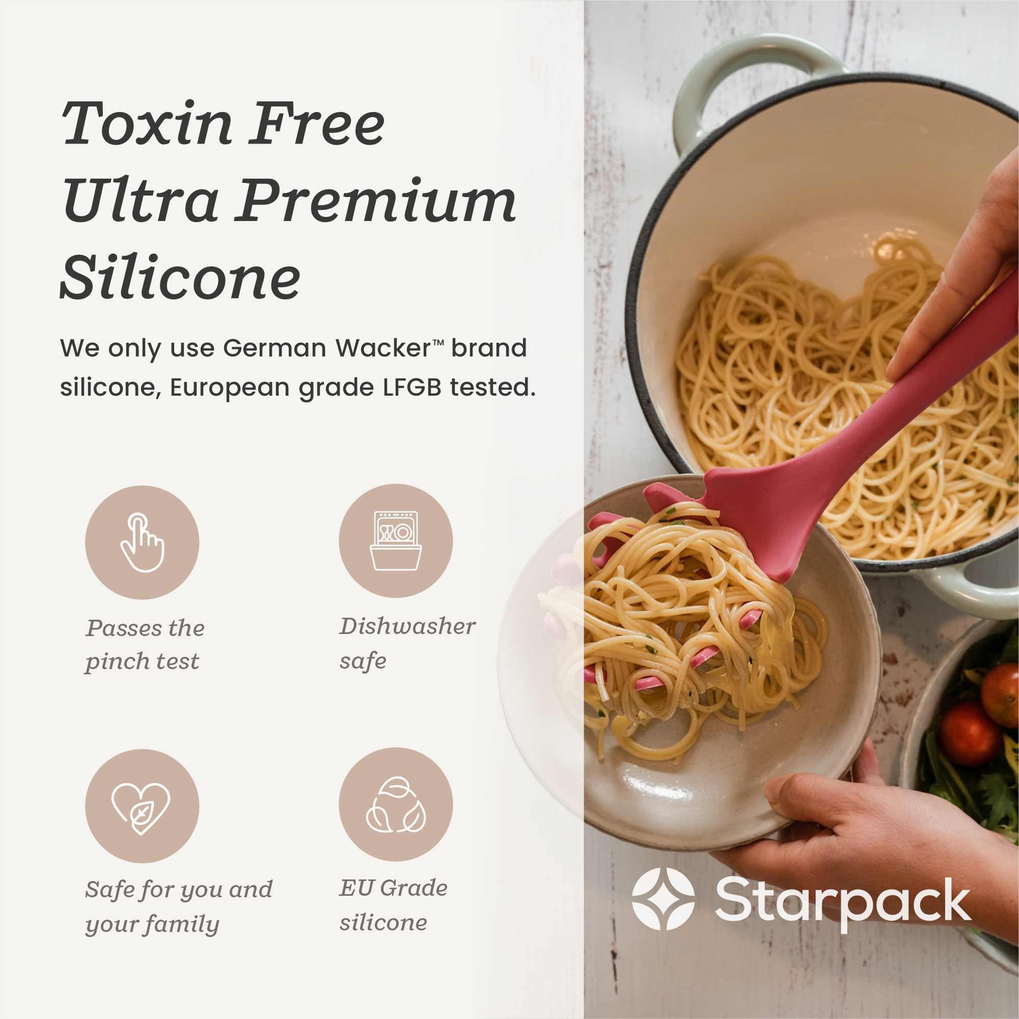 StarPack Home mango ergonómico XL, agarre cómodo para cocinar más tiempo.