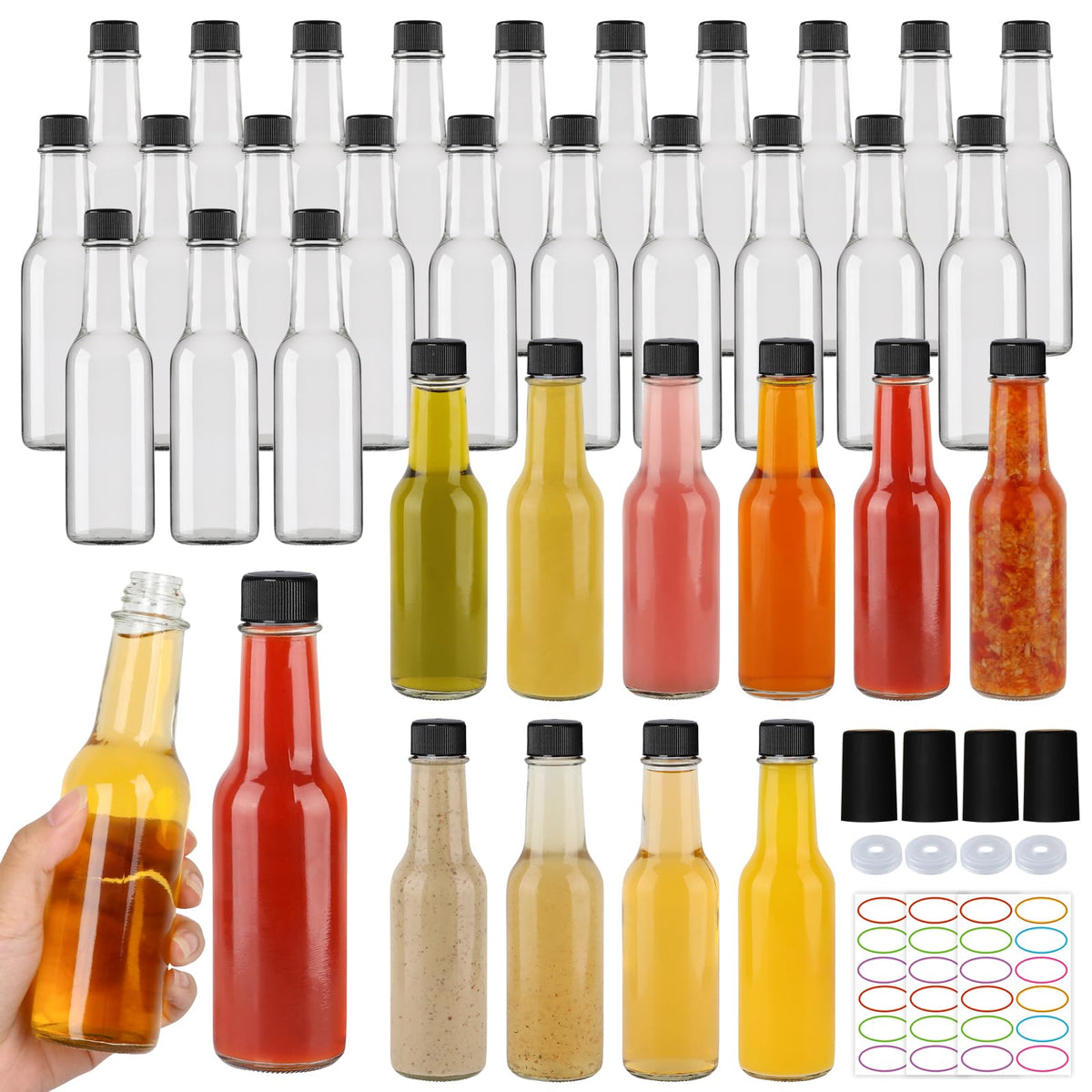 Botellas STARSIDE de vidrio claro 5 oz para salsas y aceites.