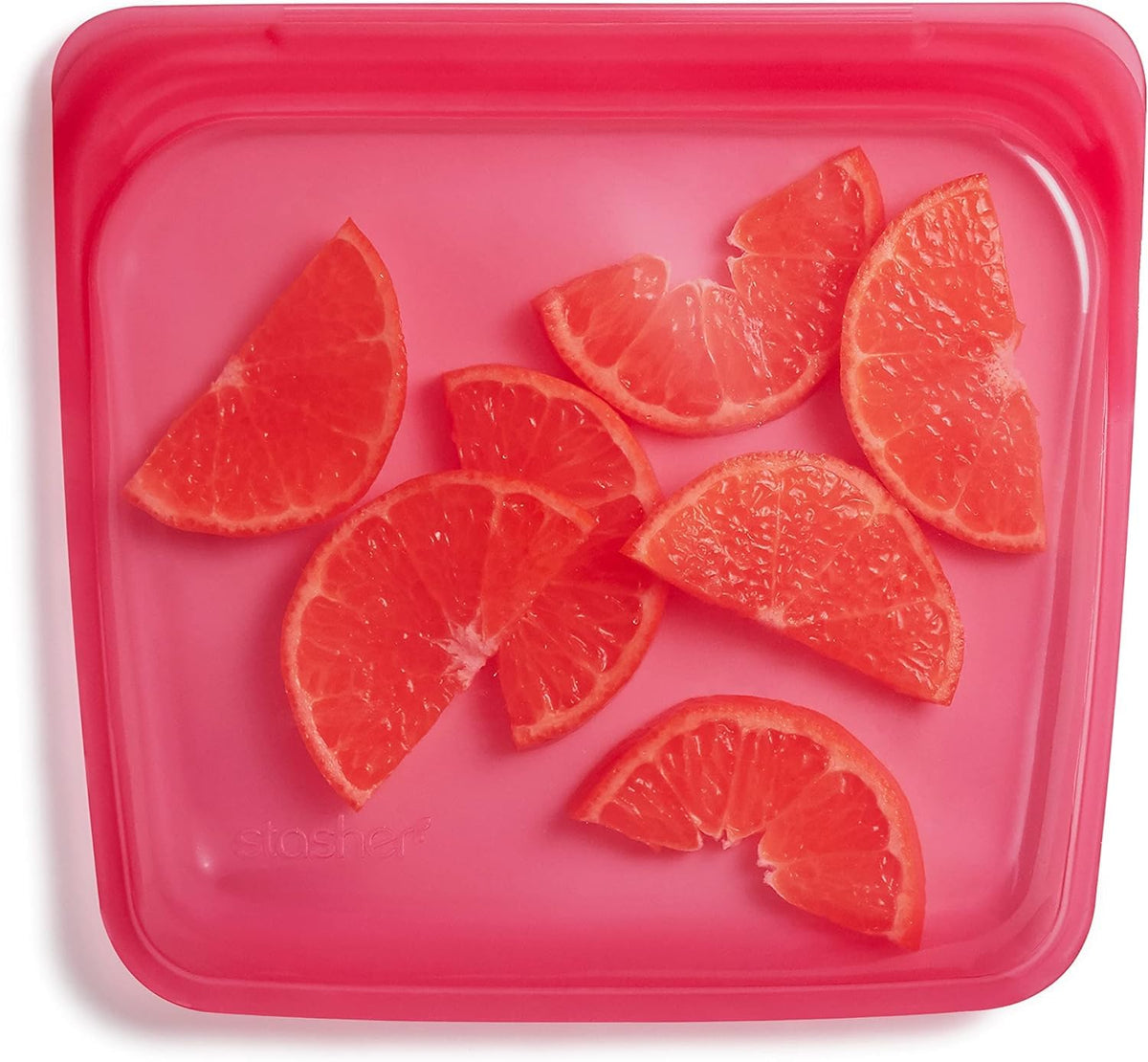 Stasher bolsa-almuerzo-frambuesa, reutilizable para snacks y comidas diarias.