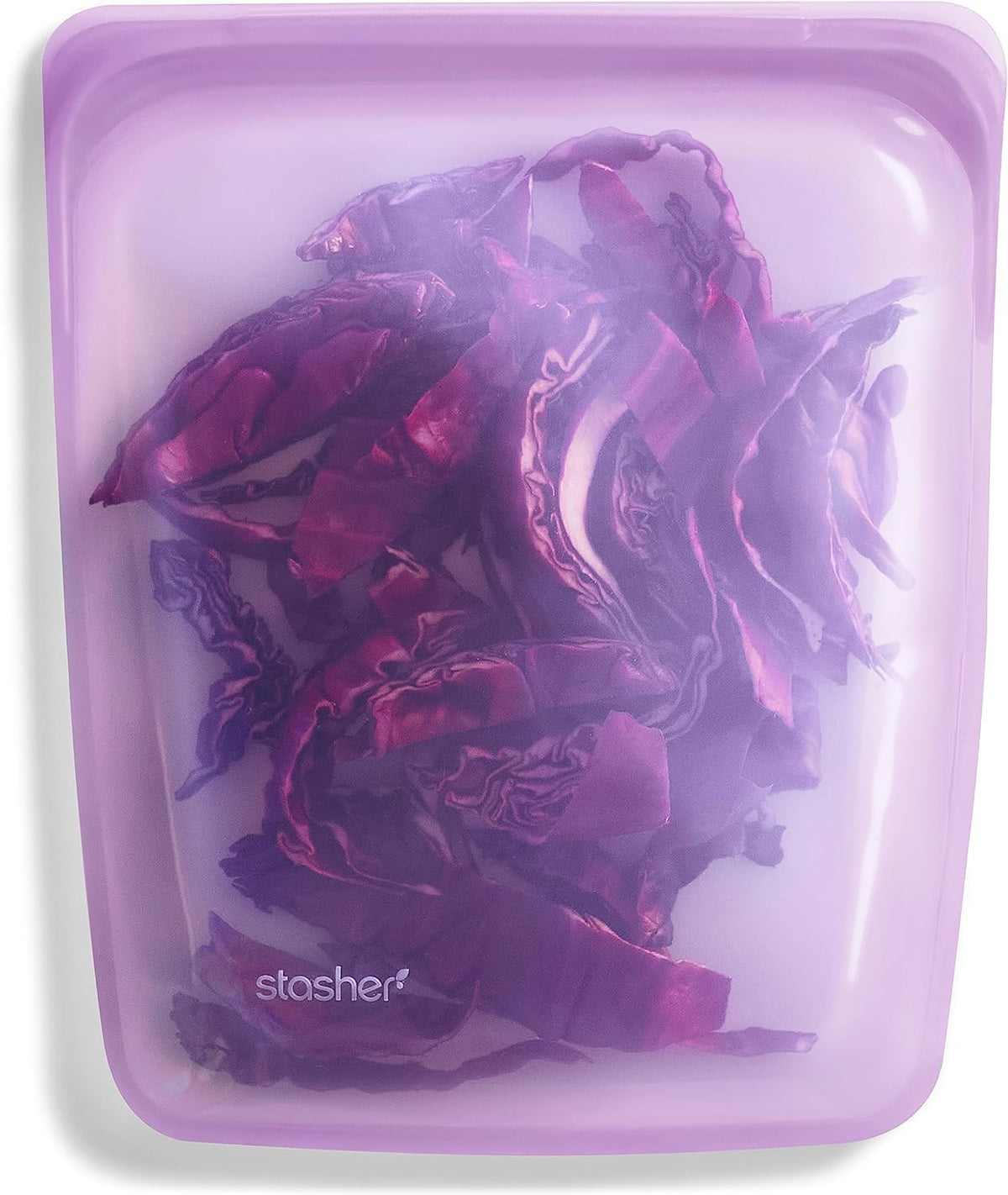 Stasher premium 64oz frente, bolsa reutilizable ideal para almacenar porciones grandes