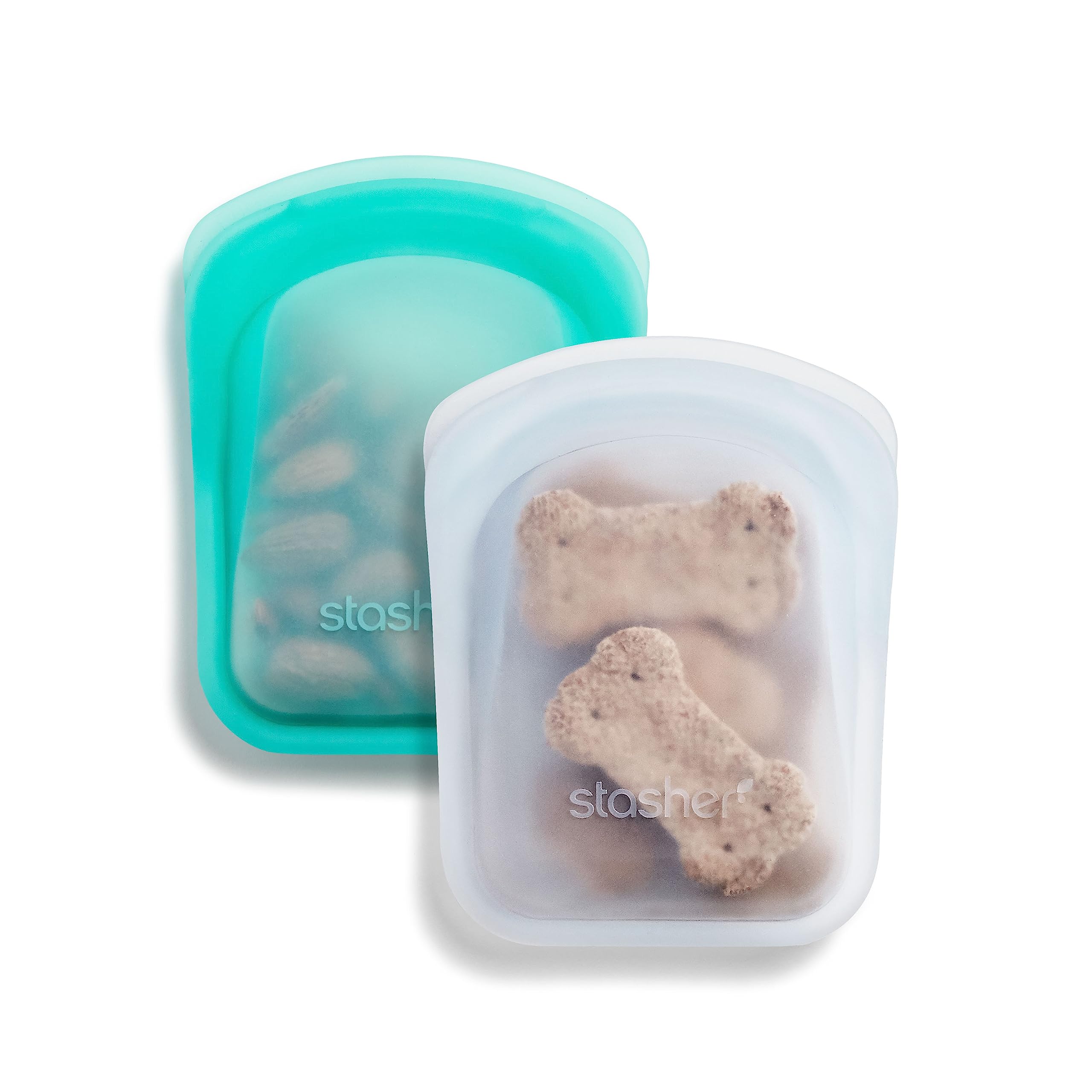 Bolsas Stasher transparentes para almacenamiento diario sin plásticos.