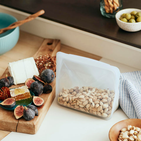 Contenedor de alimentos reutilizable Stasher azul para almacenamiento duradero