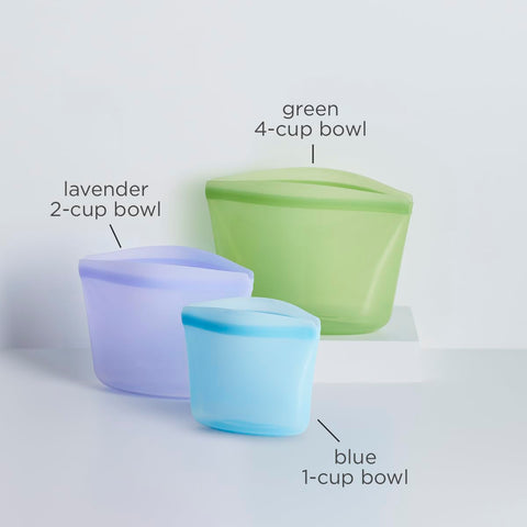 Stasher cuenco silicona 1 taza lavanda, perfecto para guardar snacks.