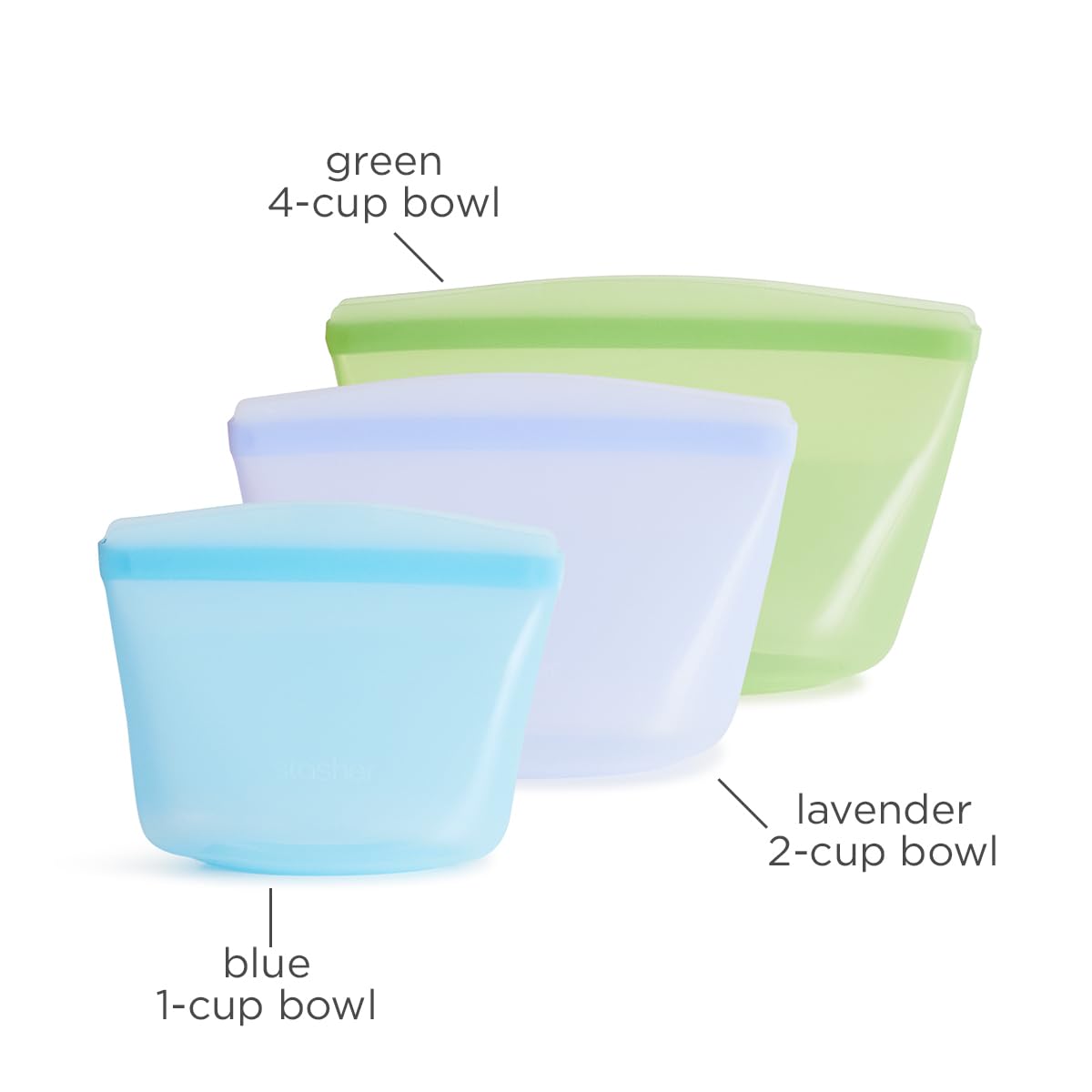 Stasher cuenco silicona 2 tazas lavanda, perfecto para porciones semanales.