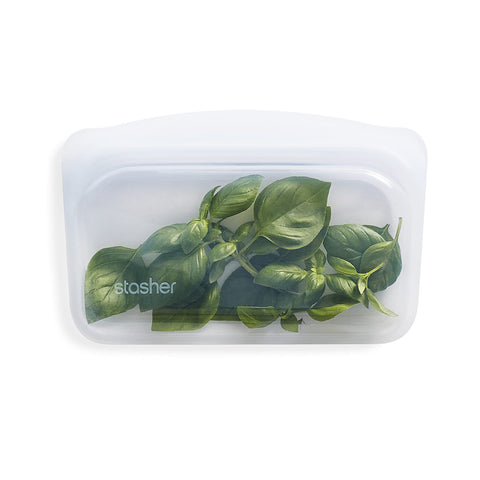 Stasher snack bag transparente para meriendas frescas y sin fugas