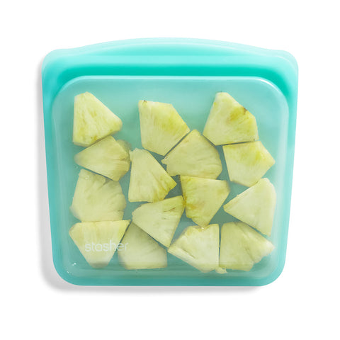 Stasher bolsa sándwich de silicona con cierre seguro y duradero.