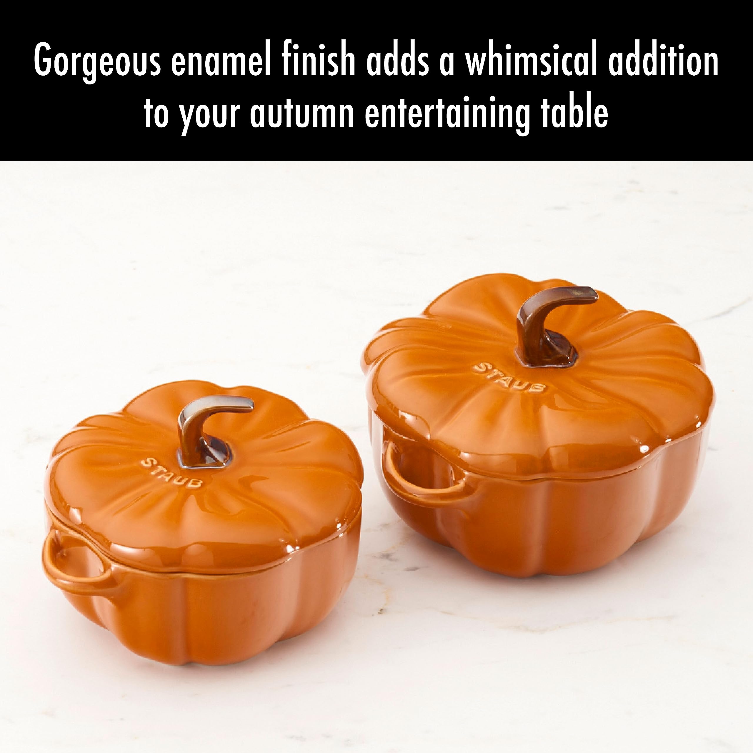 STAUB acabado hermoso calabaza ceramica naranja quemado