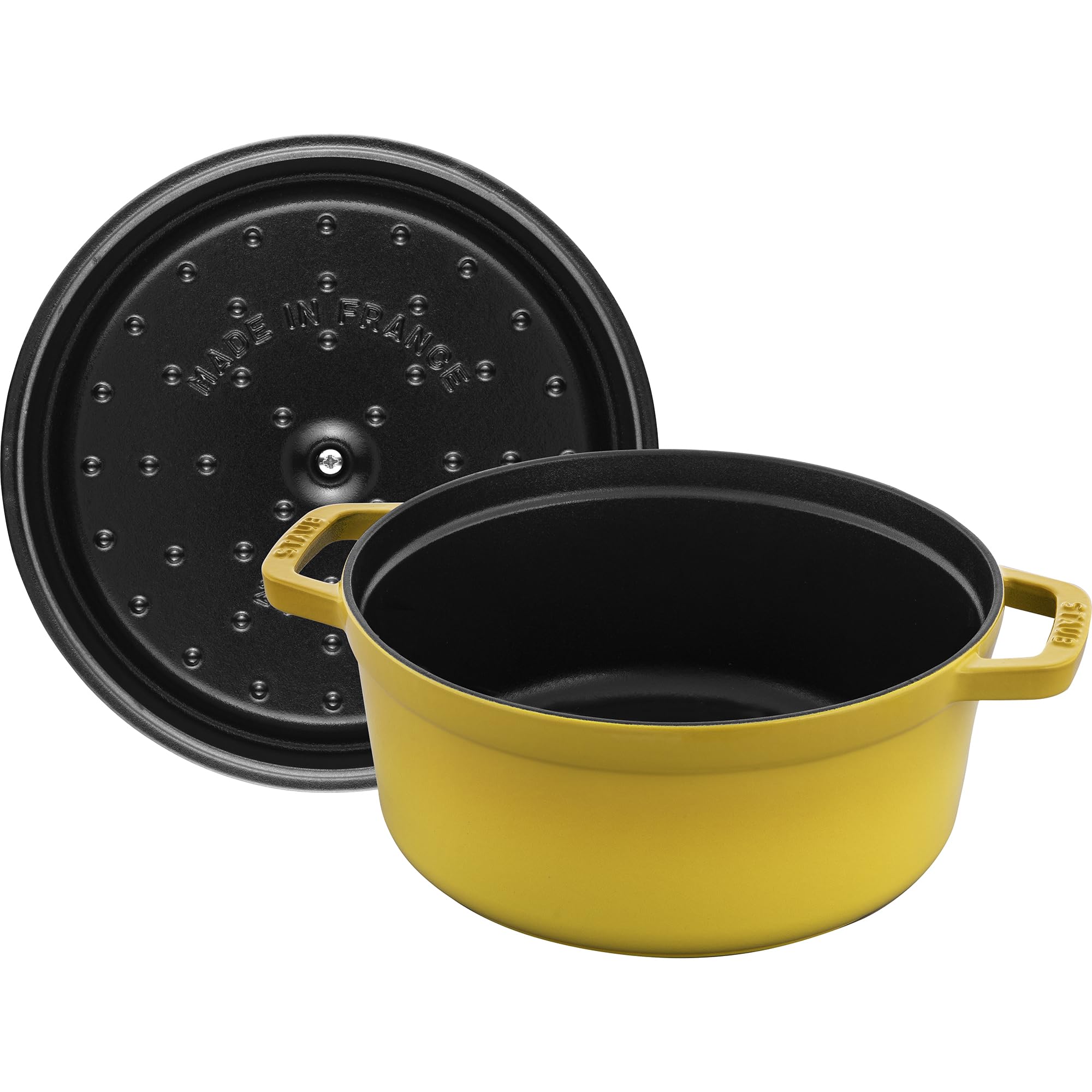 Staub cazoleta de hierro forjado 4 qt Citron, compatible con inducción.