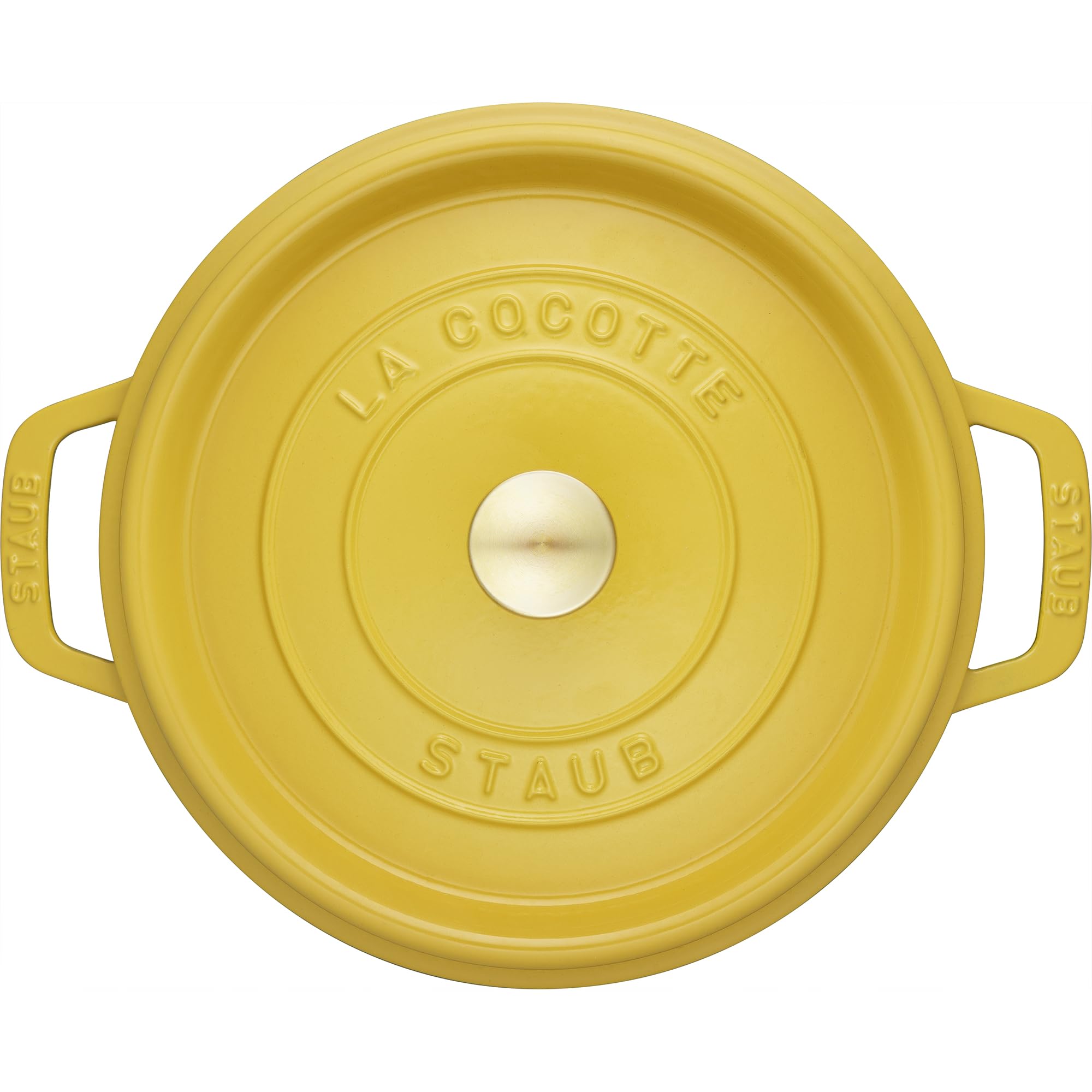 Staub cazoleta de hierro forjado 4 qt Citron, lista para llevar a la mesa con estilo.