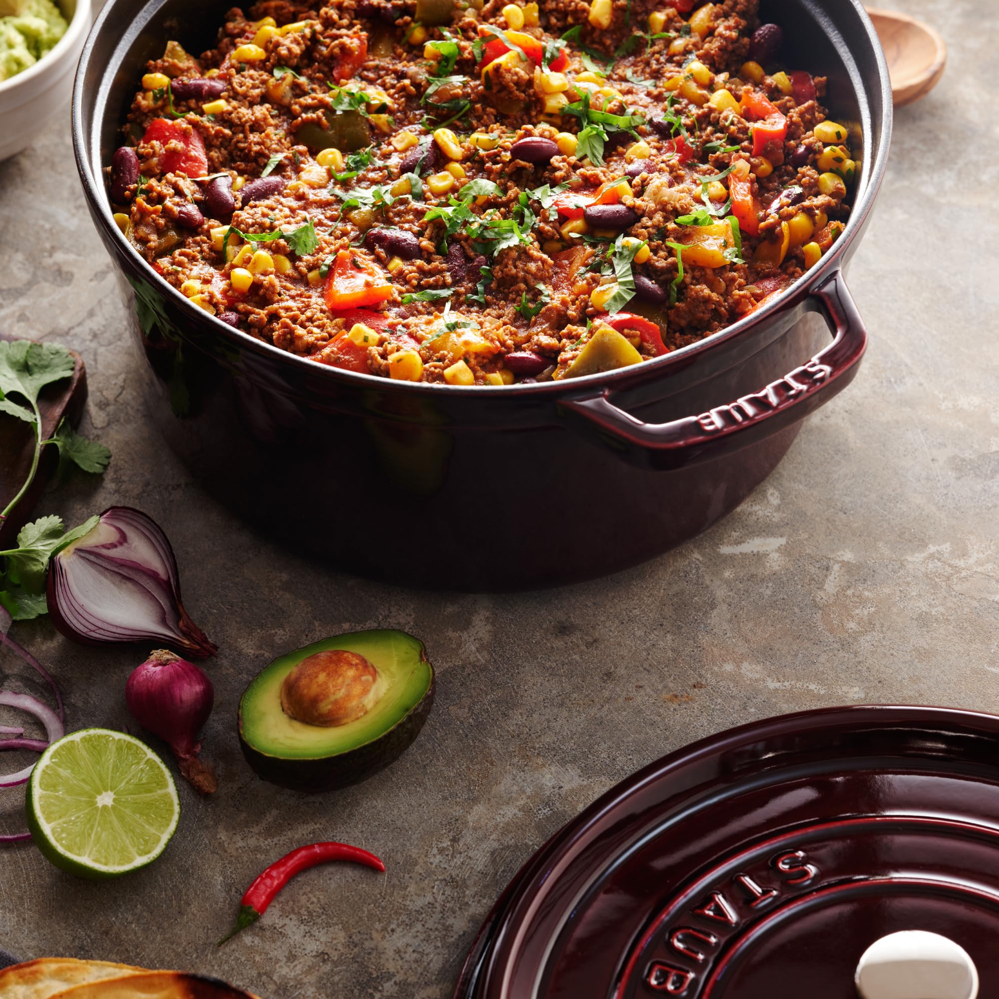 Staub cocotte 7qt grenadina fondo-compatibilidad-induccion: apta para inducción