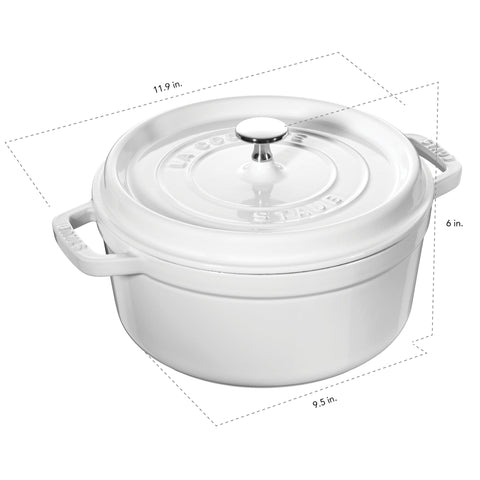 STAUB cocotte con pomo de níquel, seguro y resistente.