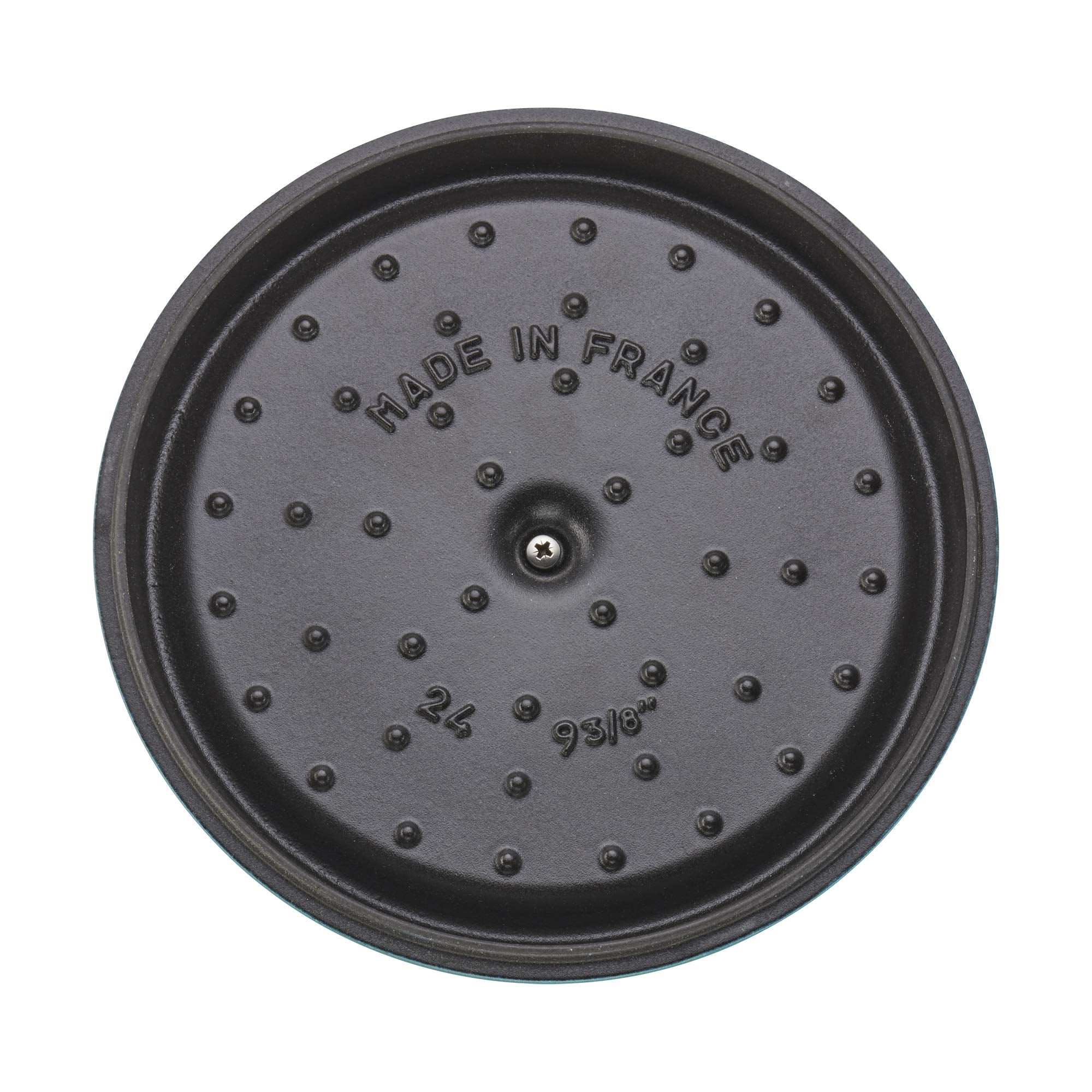 STAUB interior esmaltado mate negro facilita dorado y limpieza.