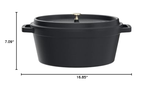 STAUB Olla ovalada de hierro colado, durable y capaz de distribuir calor.